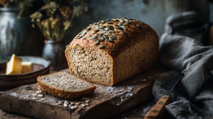 "Loaf of Homemade Wholemeal Gluten-Free Bread"