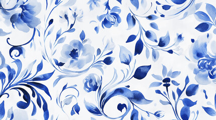 White And Blue Chinoiserie Style Florals