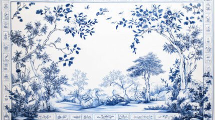 White And Blue Chinoiserie Style Florals
