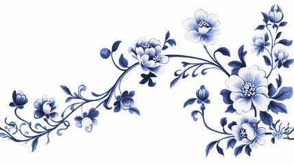 White And Blue Chinoiserie Style Florals