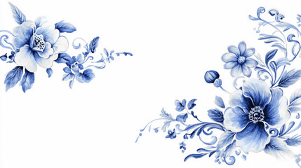 White And Blue Chinoiserie Style Florals