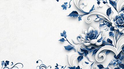 White And Blue Chinoiserie Style Florals