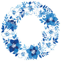 Blue and White Chinoiserie Toile Floral Wreath