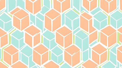 Abstract Pastel Cube Geometric Pattern Seamless Texture