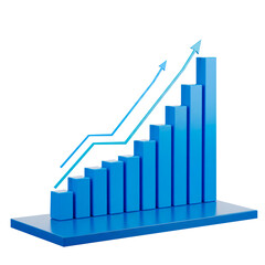Blue Financial Growth and Trading Concepts with Bar Charts, Candlestick Graphs, Buy/Sell Buttons, Coins, and Magnifying Glass &ndash; Investment Analysis, Stock Market Trends, and Cryptocurrency Monitoring 