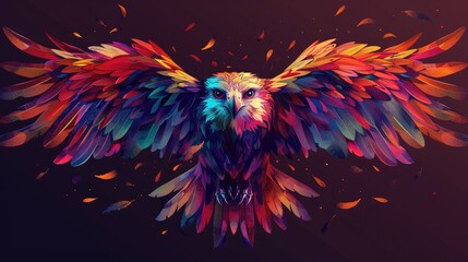 Fototapeta premium Colorful Abstract Eagle with Vibrant Wings