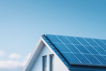 Fototapeta premium white-washed facade of energy-saving house with sleek solar panels