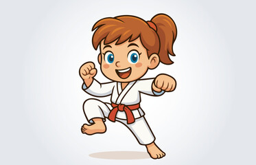 Karate Sport Kids Girl Cartoon Character template