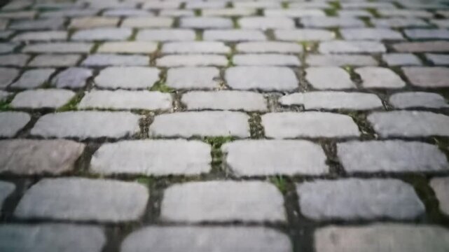 Grey stone pavement with grass