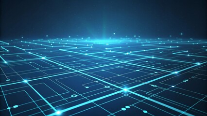Futuristic Digital Grid A Blue Toned Upscale Network Illustration