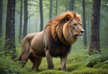 Naklejka premium male lion in the wild