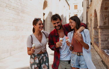 Friends eating ice cream together