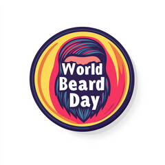 Obraz premium World Beard Day badge in bold colorful graphic design