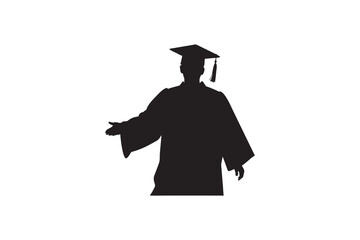 Silhouette of a Graduate Wearing Graduation Gown and Cap