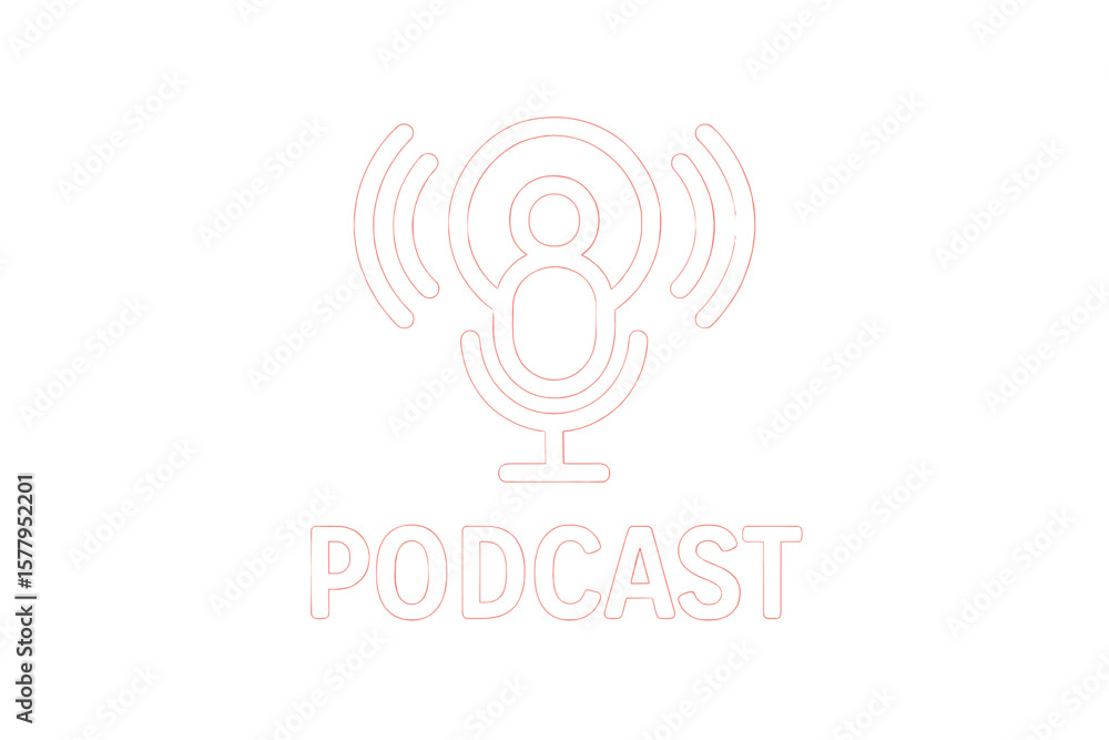 Poster vector illustration of a white podcast line button on a gradient background