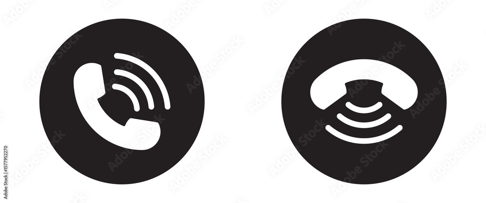 Poster phone call icon accept and decline. phone icon. answer and hang up the phone icon. accept and declin