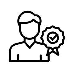 Certified Person Pictogram Verified User Icon in Minimalist Style

