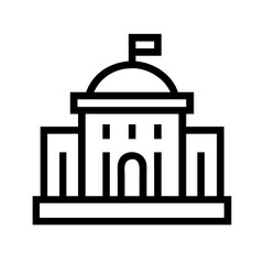 City Hall Building Pictogram Government Icon in Minimalist Style

