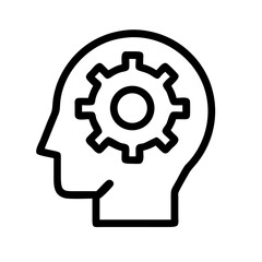 Gear in Head Pictogram Innovation Icon in Minimalist Style

