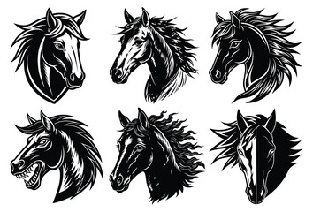 Horse Head Outline Vector Collection  Equestrian Graphic Silhouettes.