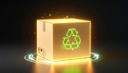 Recycled package glows with green symbol