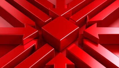 Red arrows converging on a central cube