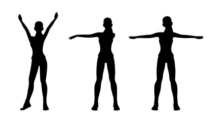 Stretching Woman Silhouette PNG – Transparent Fitness Pose Clipart
