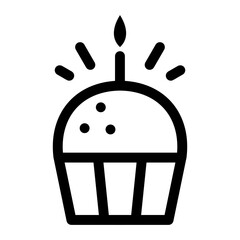 Cupcake icon with birthday candle. Muffin icon with simple and modern design.