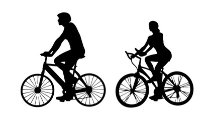 Obraz premium Cyclist Silhouette on Stationary Bike PNG Transparent Background