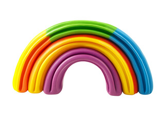 Obraz premium Colorful layered rainbow arch made of clay isolated on transparent background