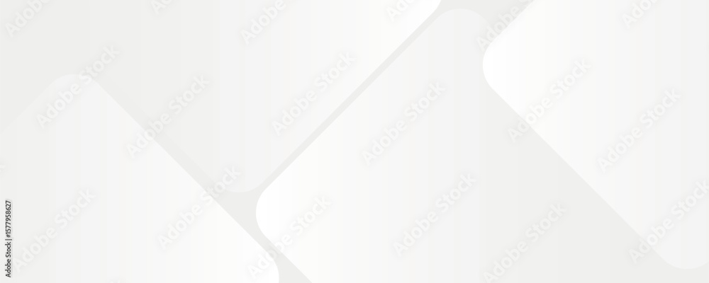 Poster 3d white geometric abstract background overlap layer on bright space with rounded rhomb effect decor