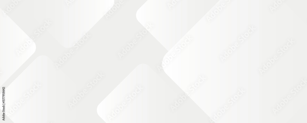 Poster 3d white geometric abstract background overlap layer on bright space with rounded rhomb effect decor