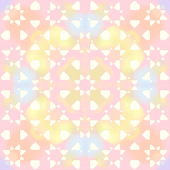 Blossom Rainbow Pastel Geometric Seamless Pattern.  Vintage Colorful lace background for decoration. digital art.