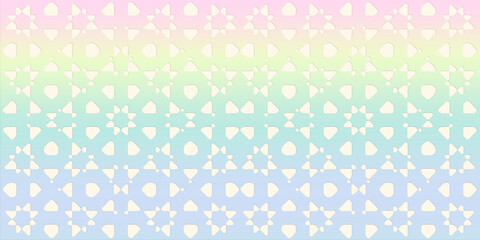 Blossom Rainbow Pastel Geometric Seamless Pattern.  Vintage Colorful paper cut  background for decoration. digital art.