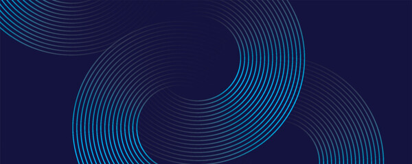 Abstract blue glowing geometric lines on dark blue background. Modern shiny blue circle lines pattern. Futuristic technology concept. Suit for cover, poster, banner eps 10.