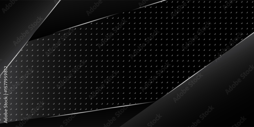 Poster dark steel mesh abstract background with green glowing lines with space for design. modern technolog
