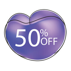 Glossy Purple 50% Off Sale Badge Illustration