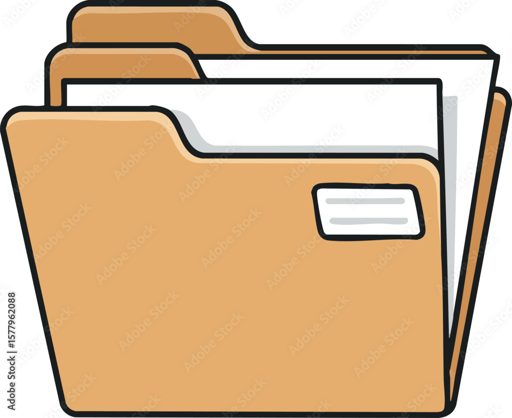 Poster folder icon with documents inside for office organization and digital file management vector illustr
