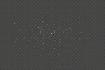 Tiny white particles scattered over black transparent background