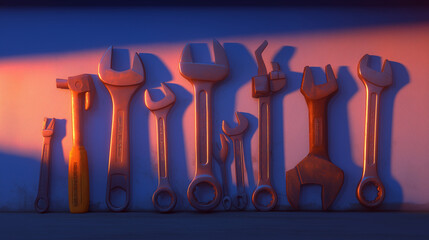 Soft light on tools during shift change in a quiet work moment