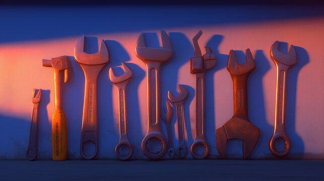 Soft light on tools during shift change in a quiet work moment