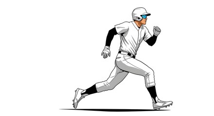 Fototapeta premium Focused Baseball Player Sprinting with Determination in a Competitive Game A Dynamic Action Illustration for Sports Enthusiasts and Team Spirit