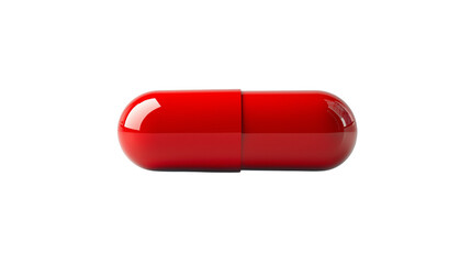 A red capsule pill, isolated on a white or transparent background, shown in high-resolution PNG format.
