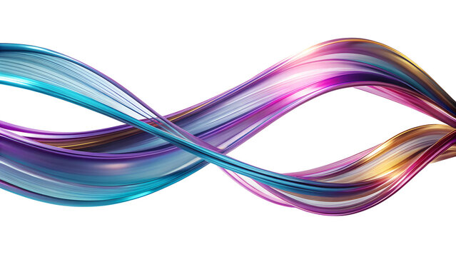 Abstract Wavy Ribbon with Colorful Gradient on Transparent Background