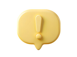 Yellow Exclamation Mark in Speech Bubble on Transparent Background