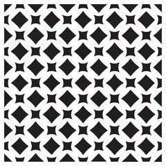 Geometric Floral Seamless Pattern – Black and White Diamond Tile Design