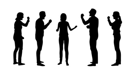 Obraz premium Angry Aggressive Body Language Silhouettes Clenched Fists Arguing PNG Transparent Background