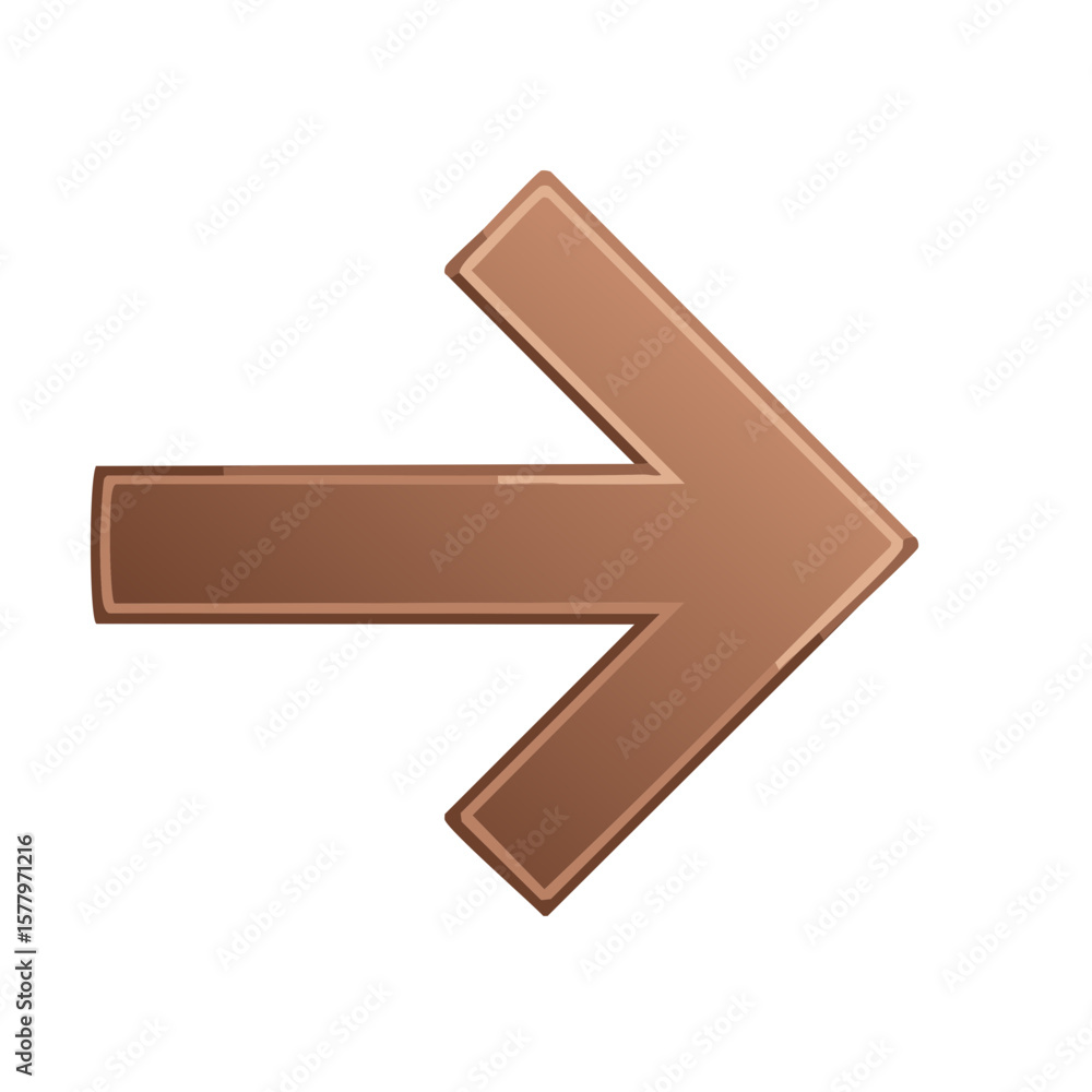 Poster simple brown arrow icon pointing right sign symbol navigation direction indicator