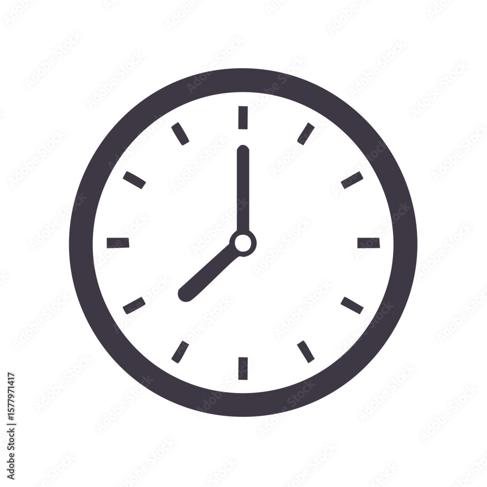 Aufkleber simple clock icon round timepiece showing eight o'clock hours and minutes