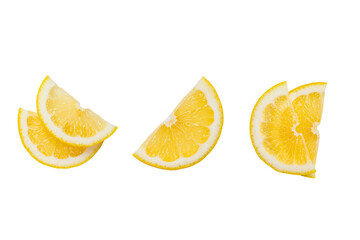 Sliced fresh lemon on isolated white background.